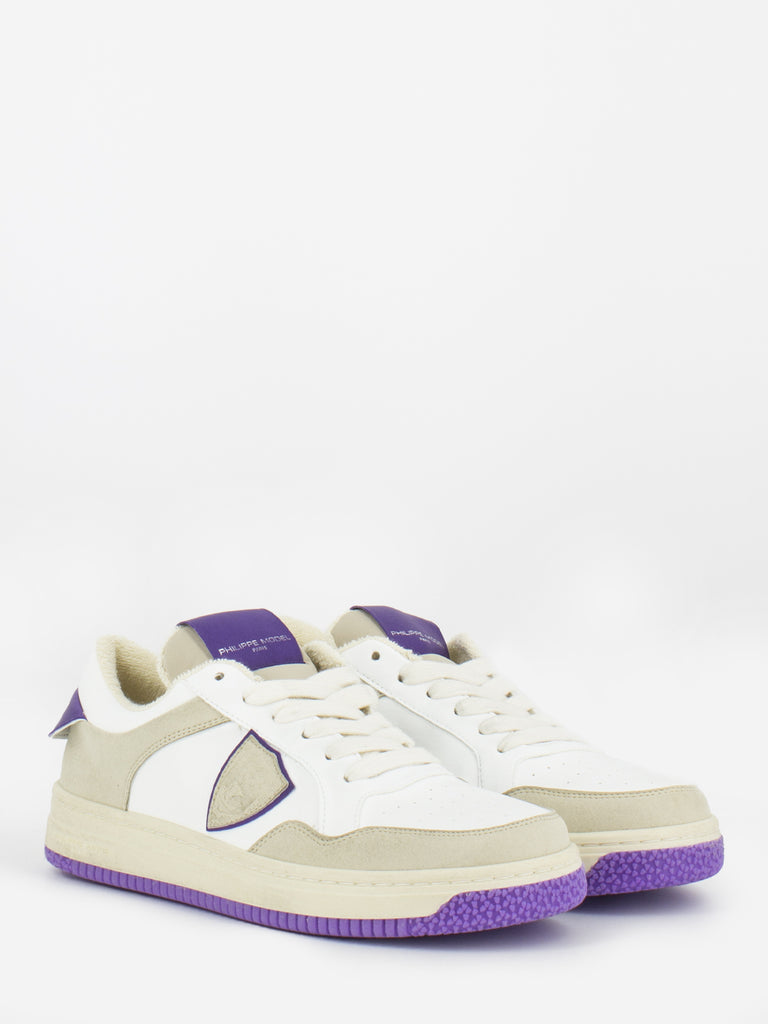 PHILIPPE MODEL - Lyon low recyclé mixage blanc / violet