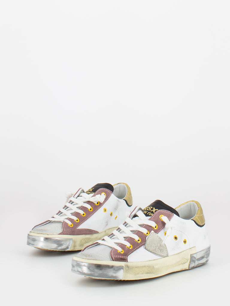 PHILIPPE MODEL - Prsx low veau daim / blanc / rose