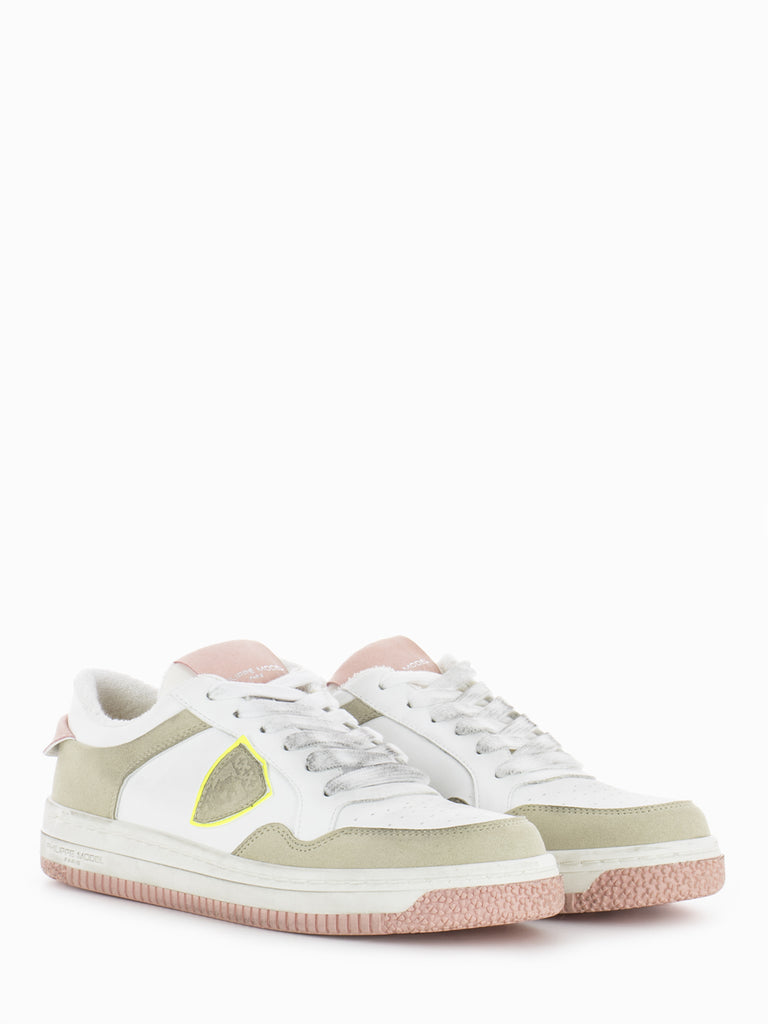 PHILIPPE MODEL - Sneakers Lyon Low Recyclé Mixage blanc / rose