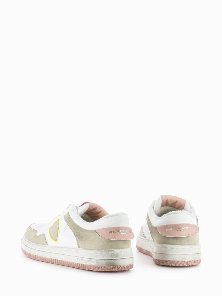 PHILIPPE MODEL - Sneakers Lyon Low Recyclé Mixage blanc / rose