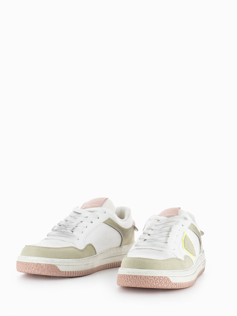 PHILIPPE MODEL - Sneakers Lyon Low Recyclé Mixage blanc / rose