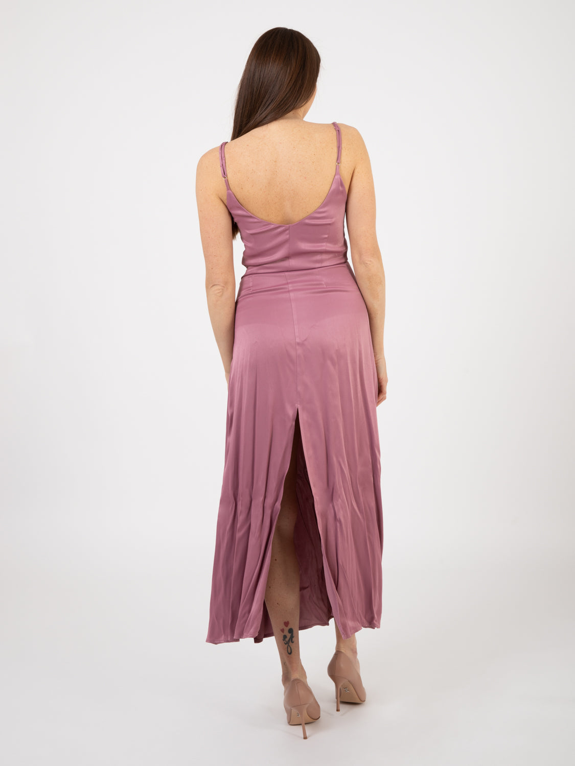 Abito midi con spacchi glicine