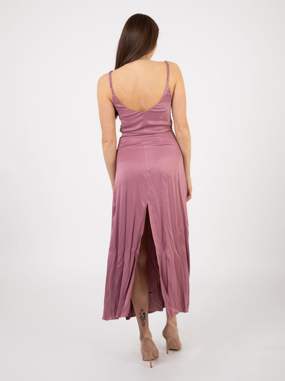 Abito midi con spacchi glicine