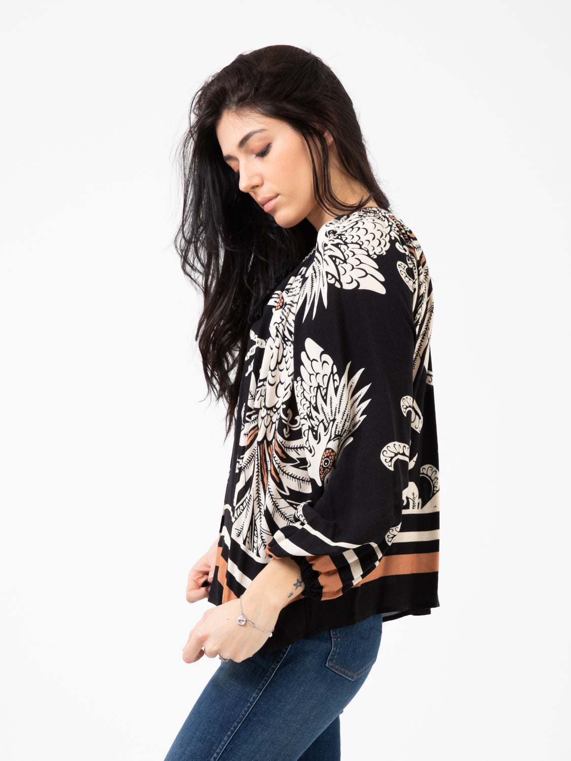 Camicia nappe in fantasia nera
