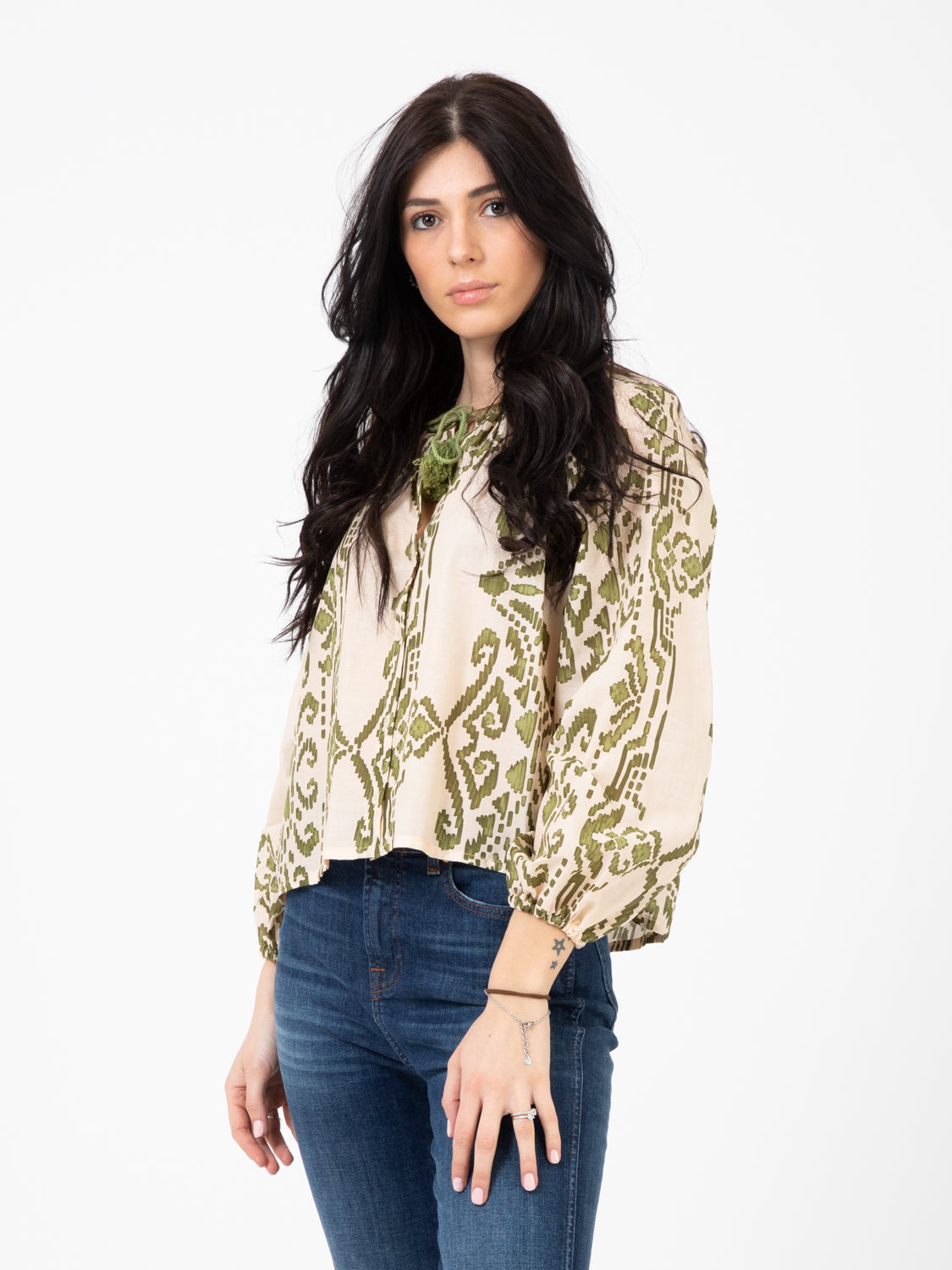 Camicia nappe in fantasia salvia