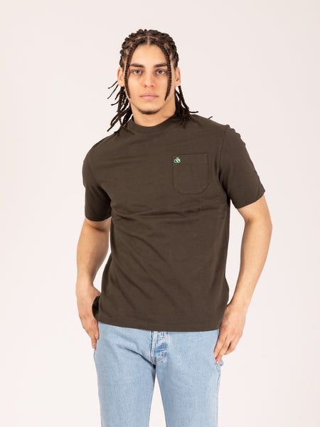 T-shirt girocollo verde con taschino