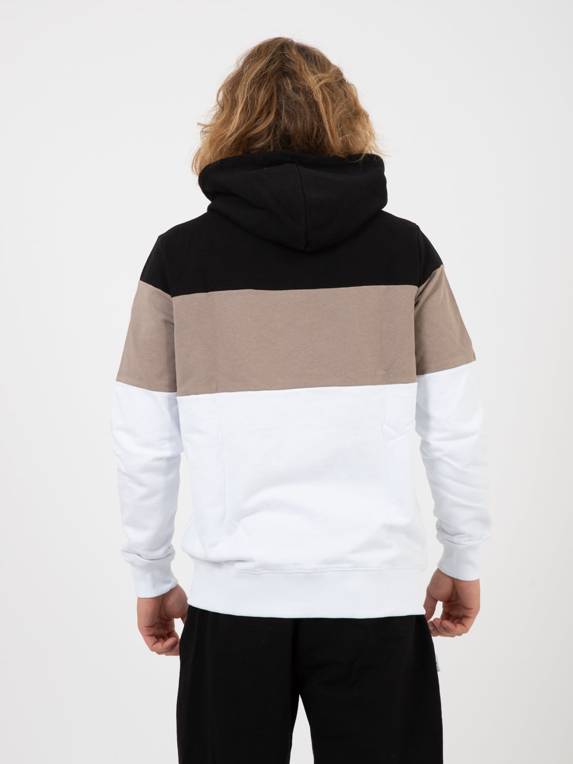 Hooded Sweatshirt white / black / taupe