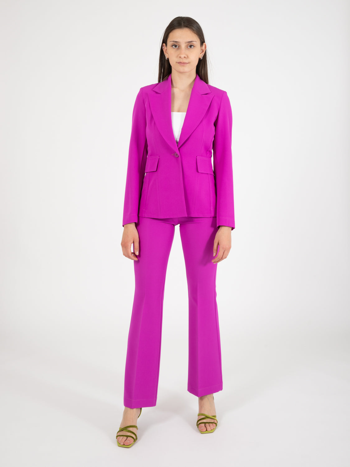 Blazer monopetto avvitato fuxia