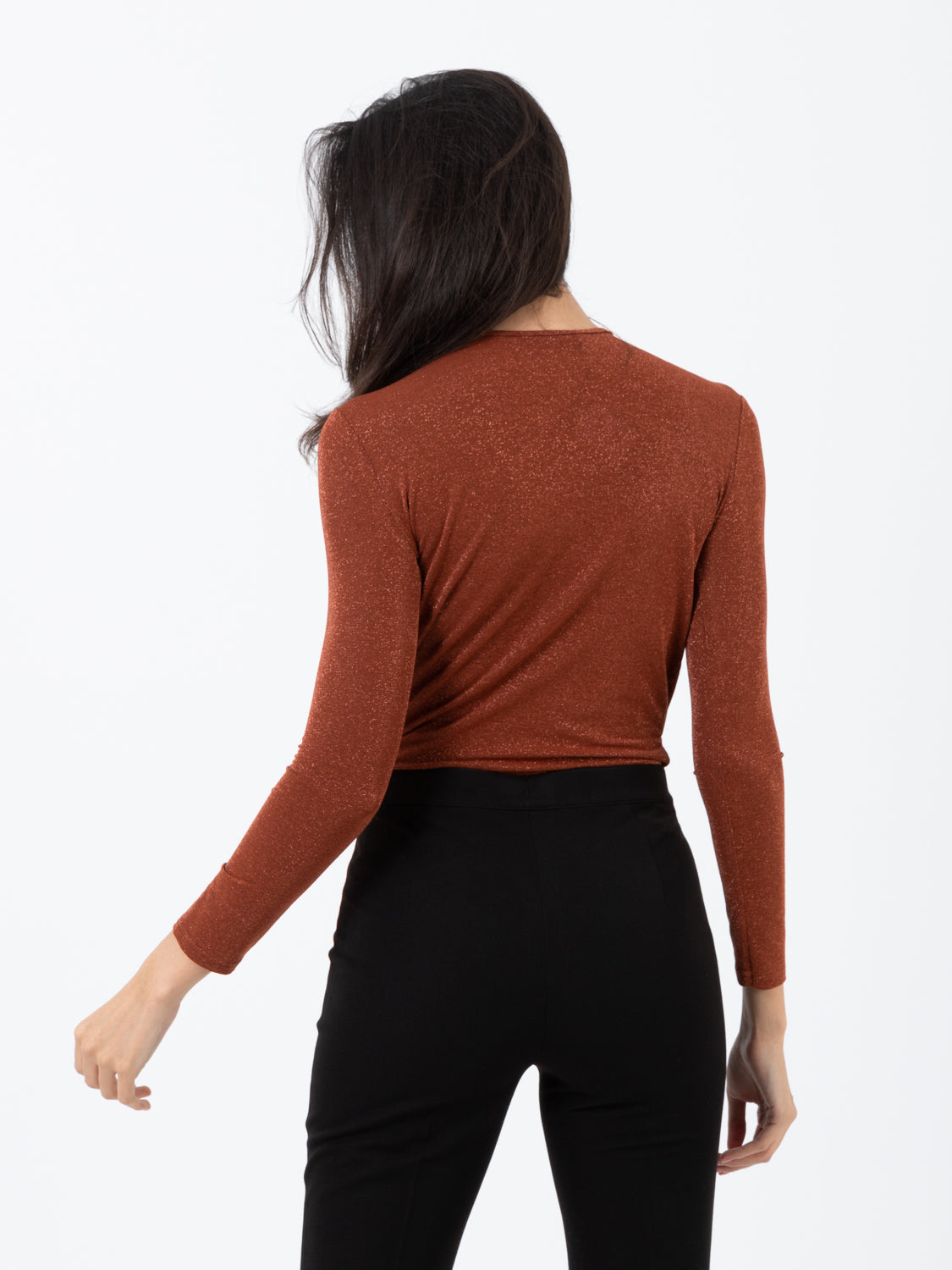 Body camicia lurex ruggine