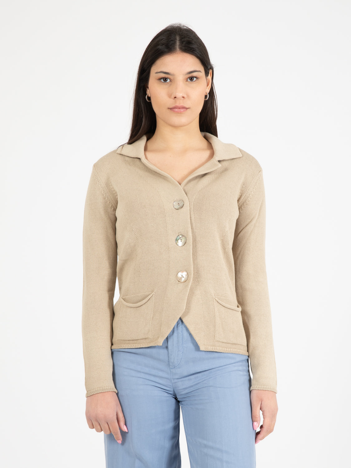 Beige knitted cardigan