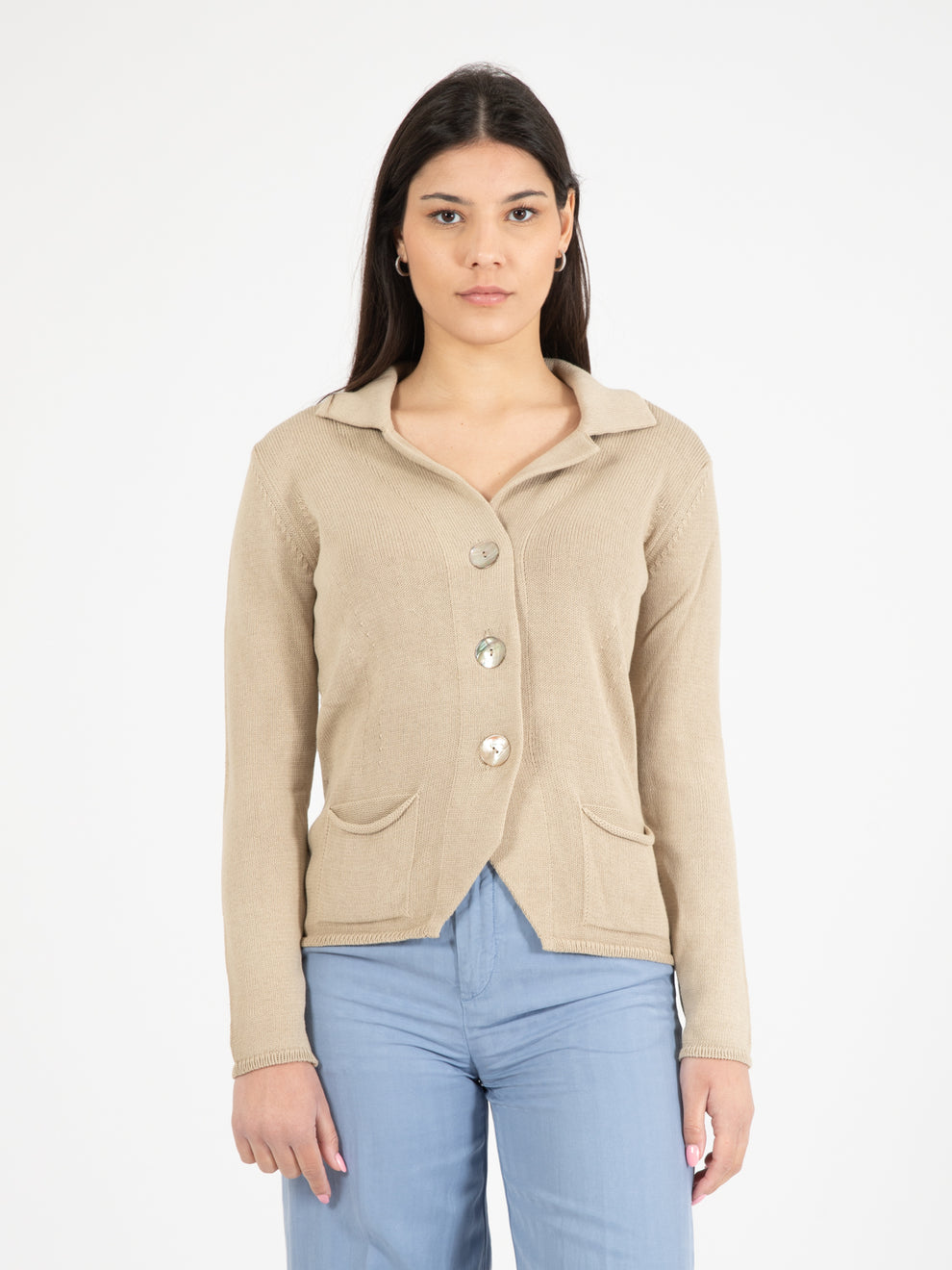 Beige knitted cardigan