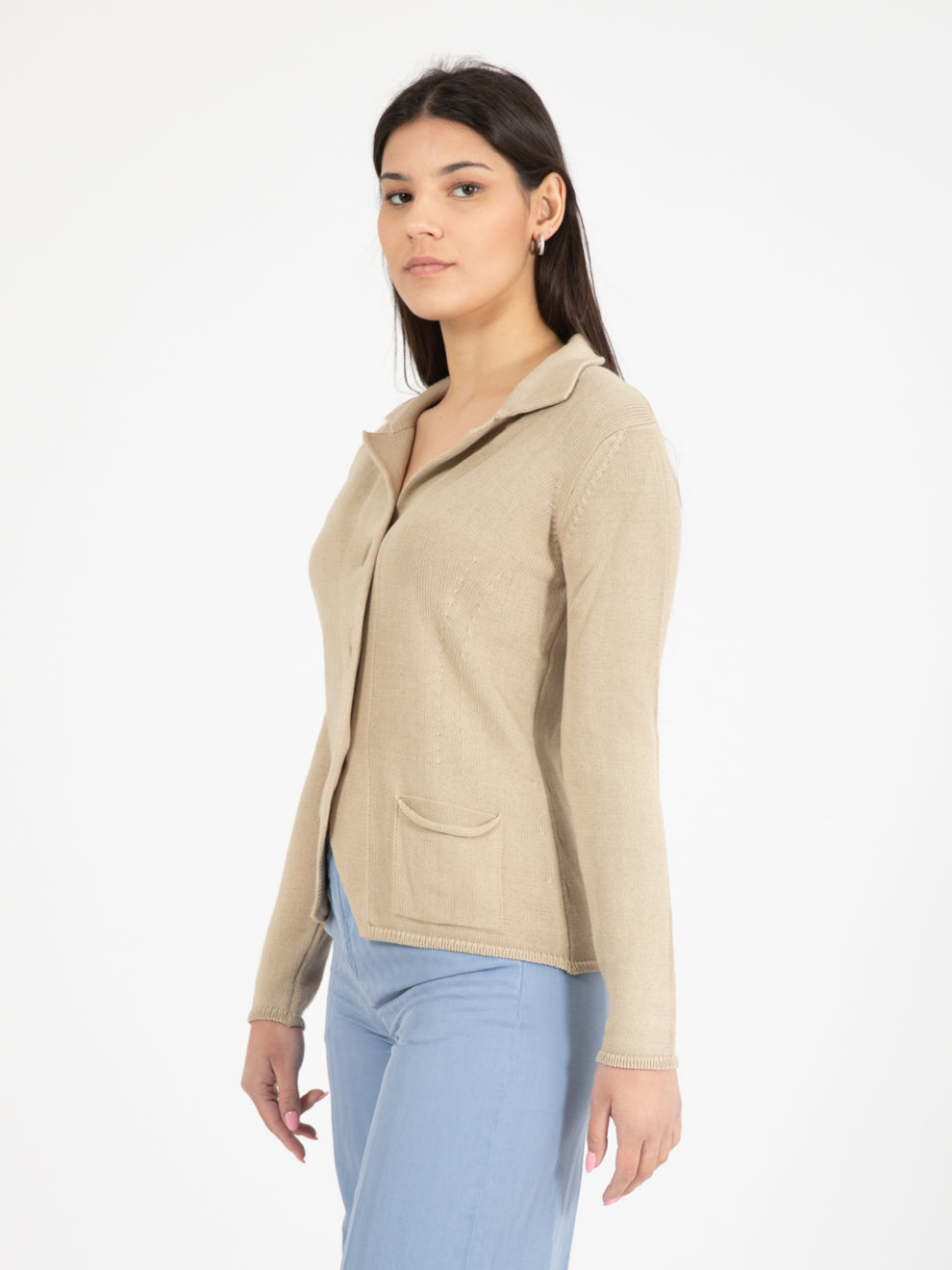 Beige knitted cardigan