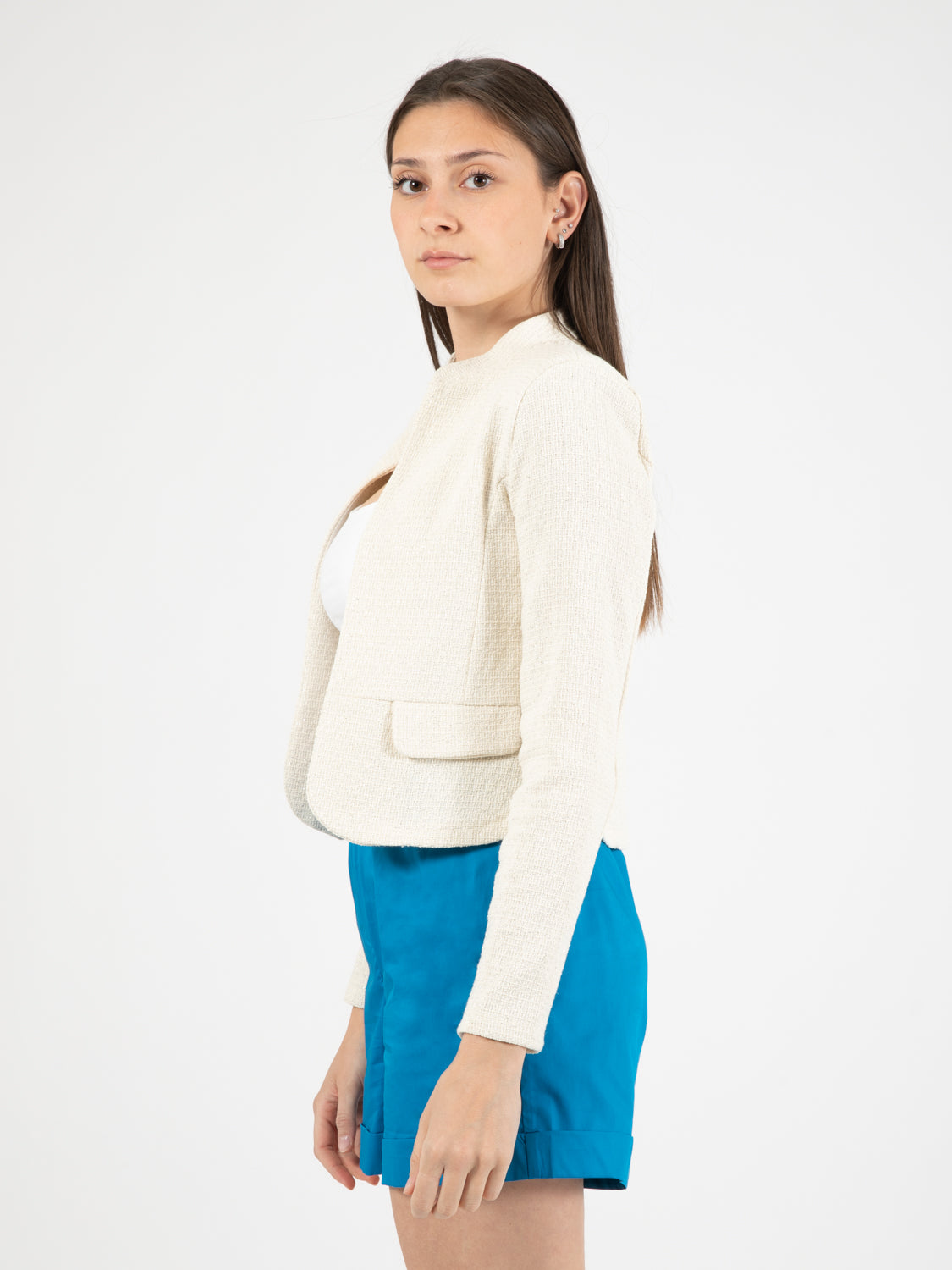 Giacca corta lurex panna