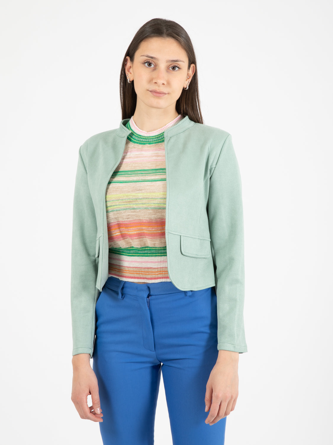 Green suede short jacket