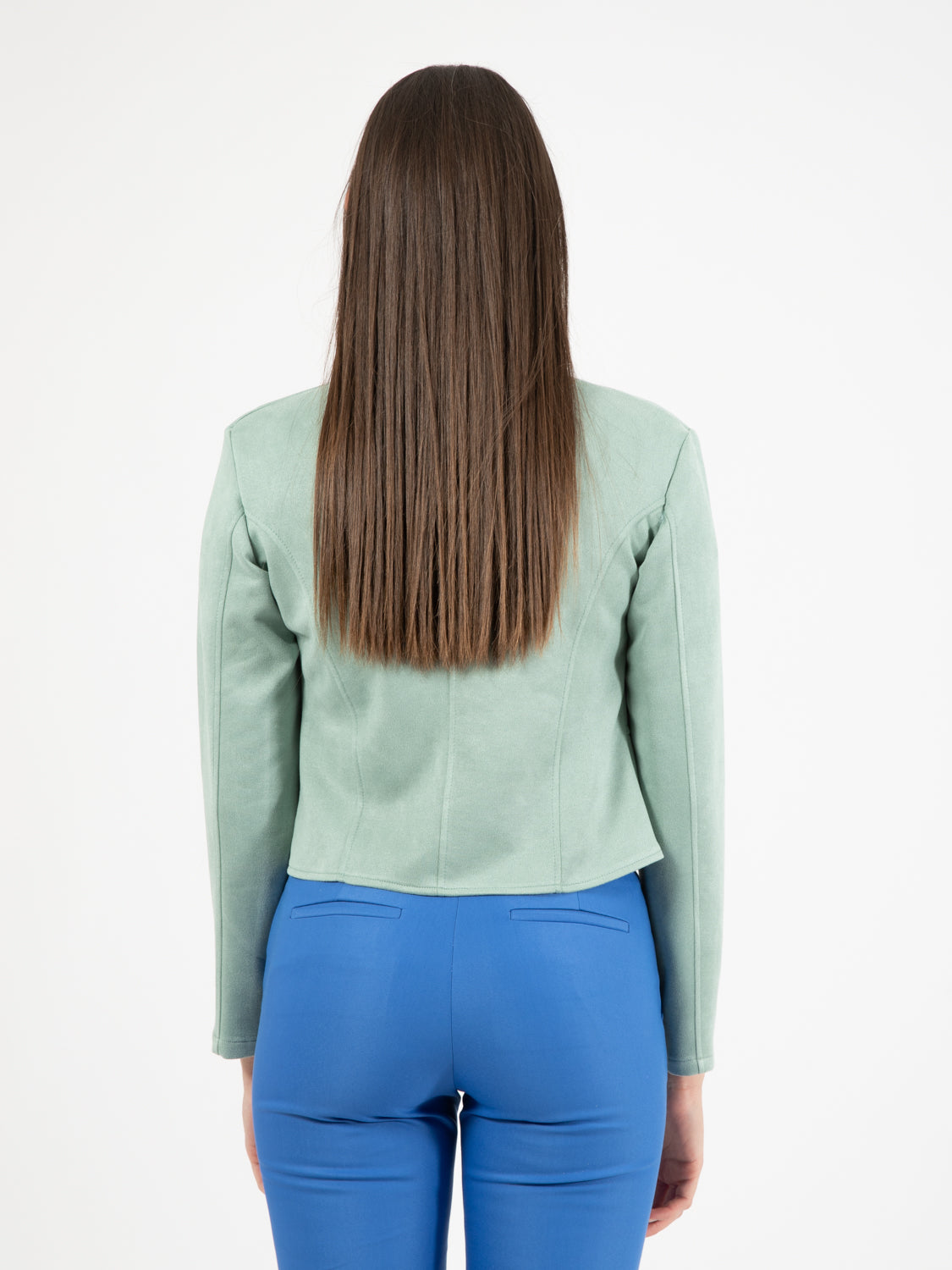 Green suede short jacket