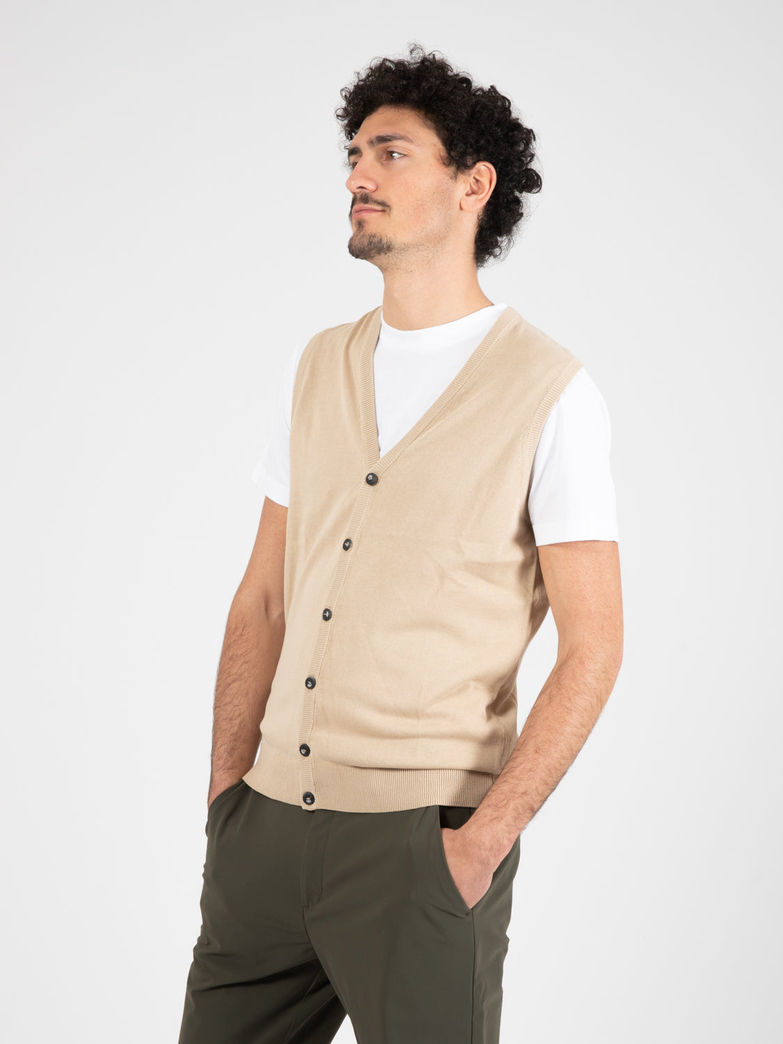 Gilet smanicato beige