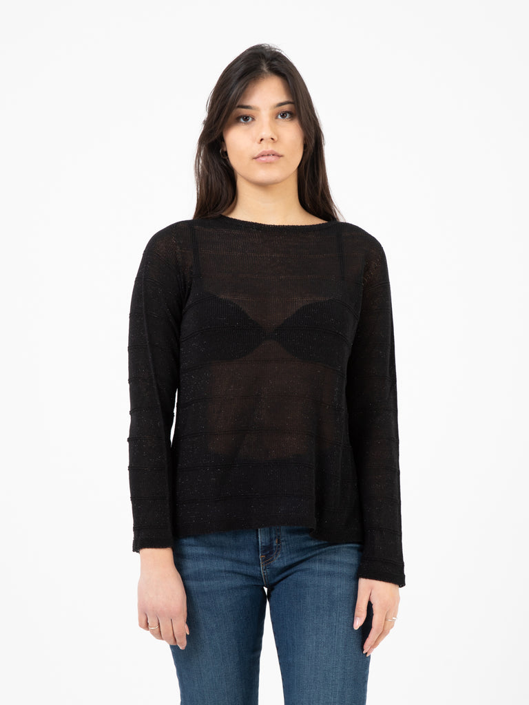 STIMM - Maglia a maniche lunghe in lurex nero