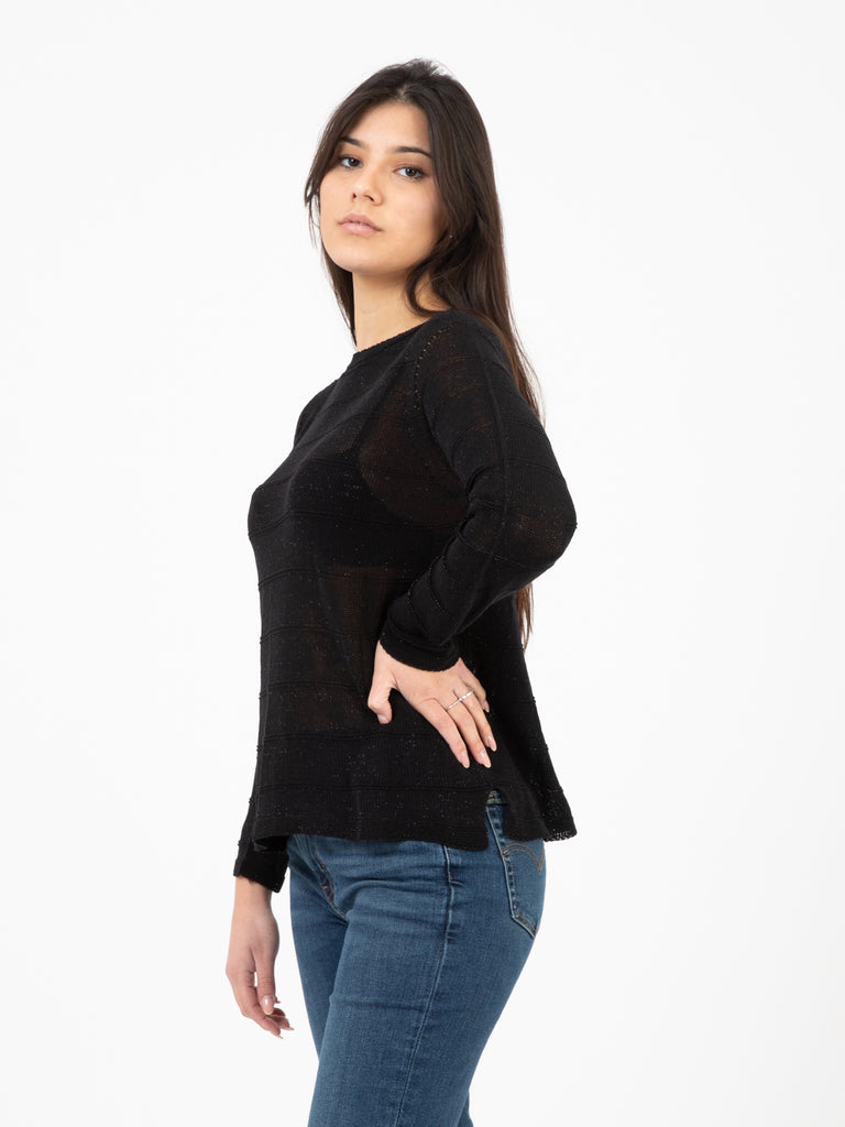 STIMM - Maglia a maniche lunghe in lurex nero