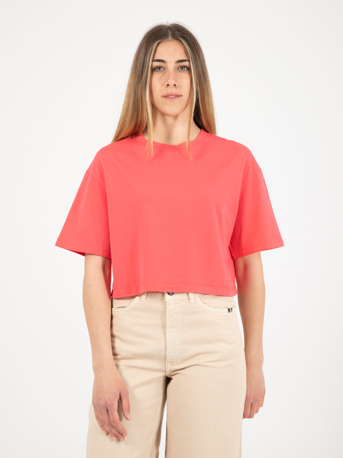 Coral Cropped Sweater