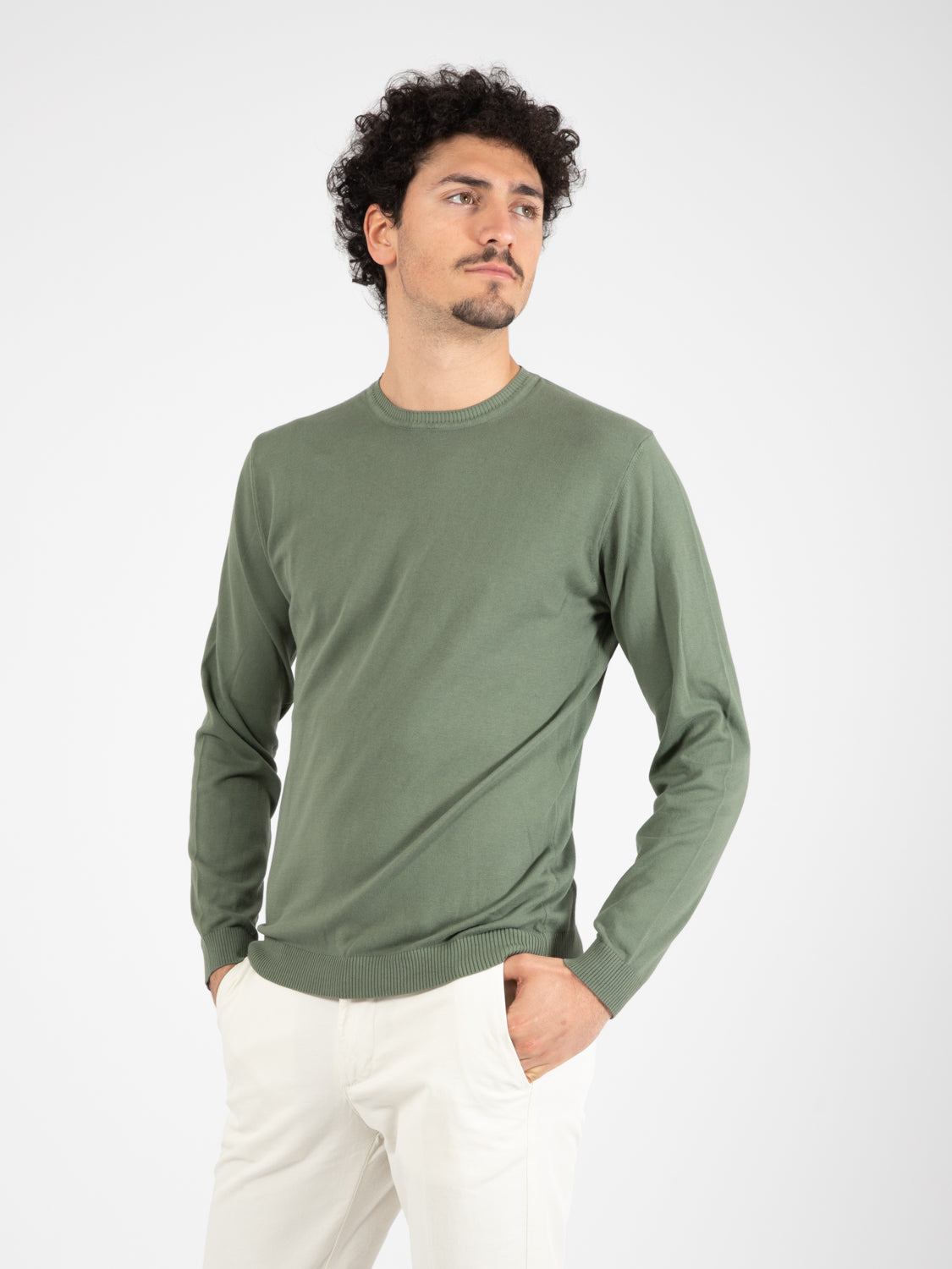 Maglia girocollo in cotone army