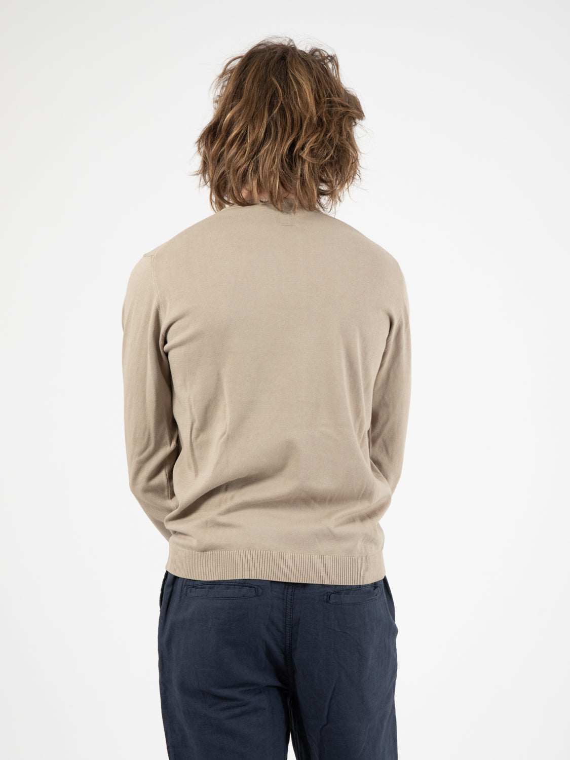 Maglia girocollo in cotone beige