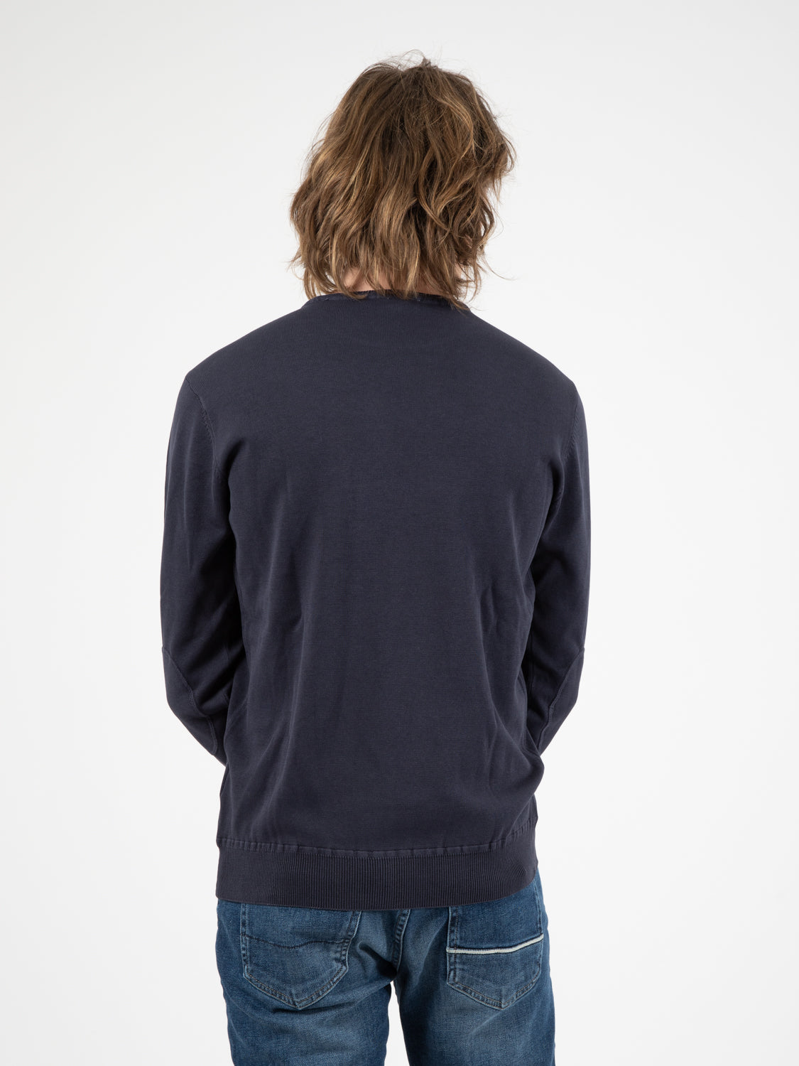 Navy cotton crew neck sweater