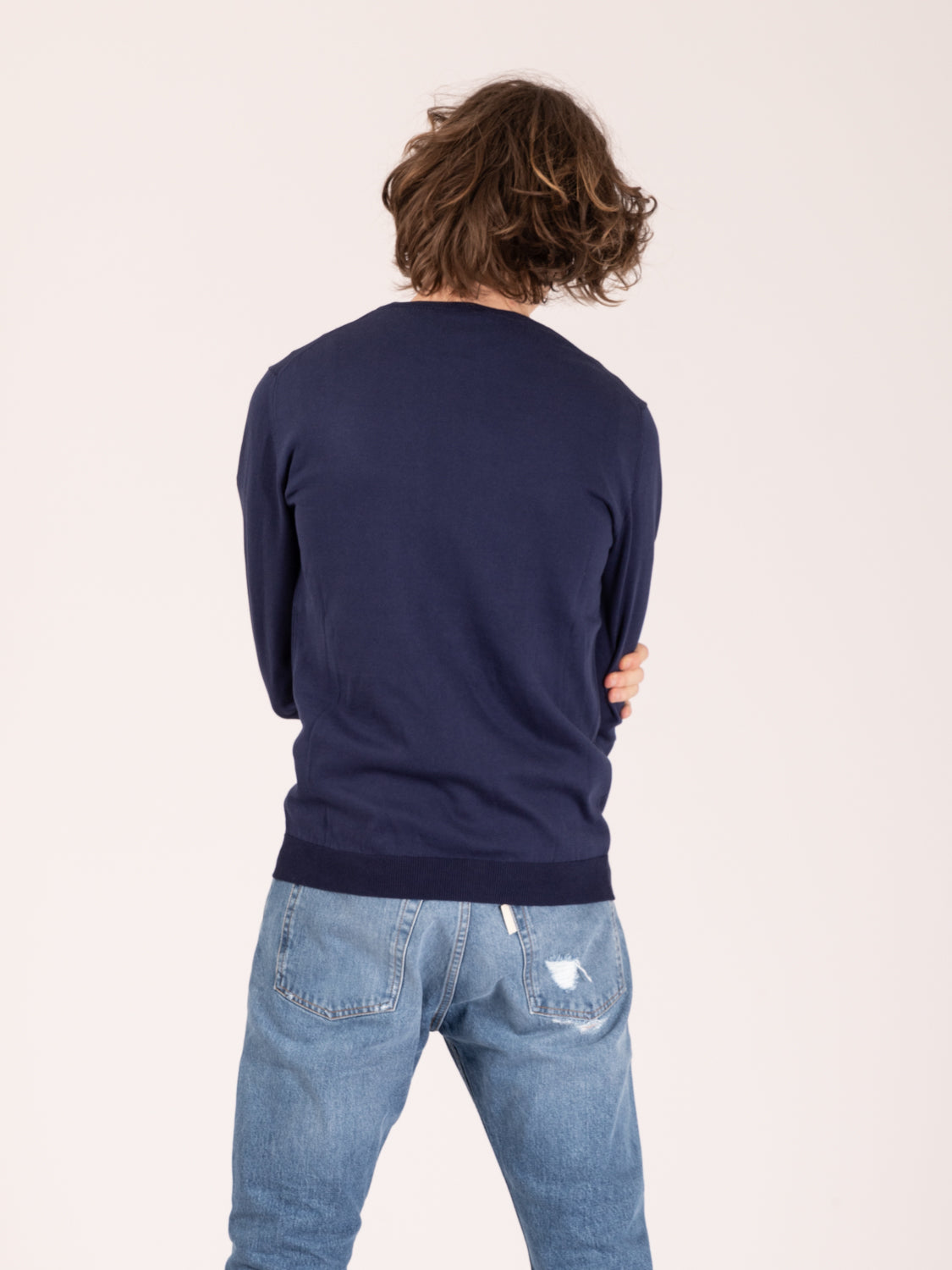 Maglia girocollo in cotone notte