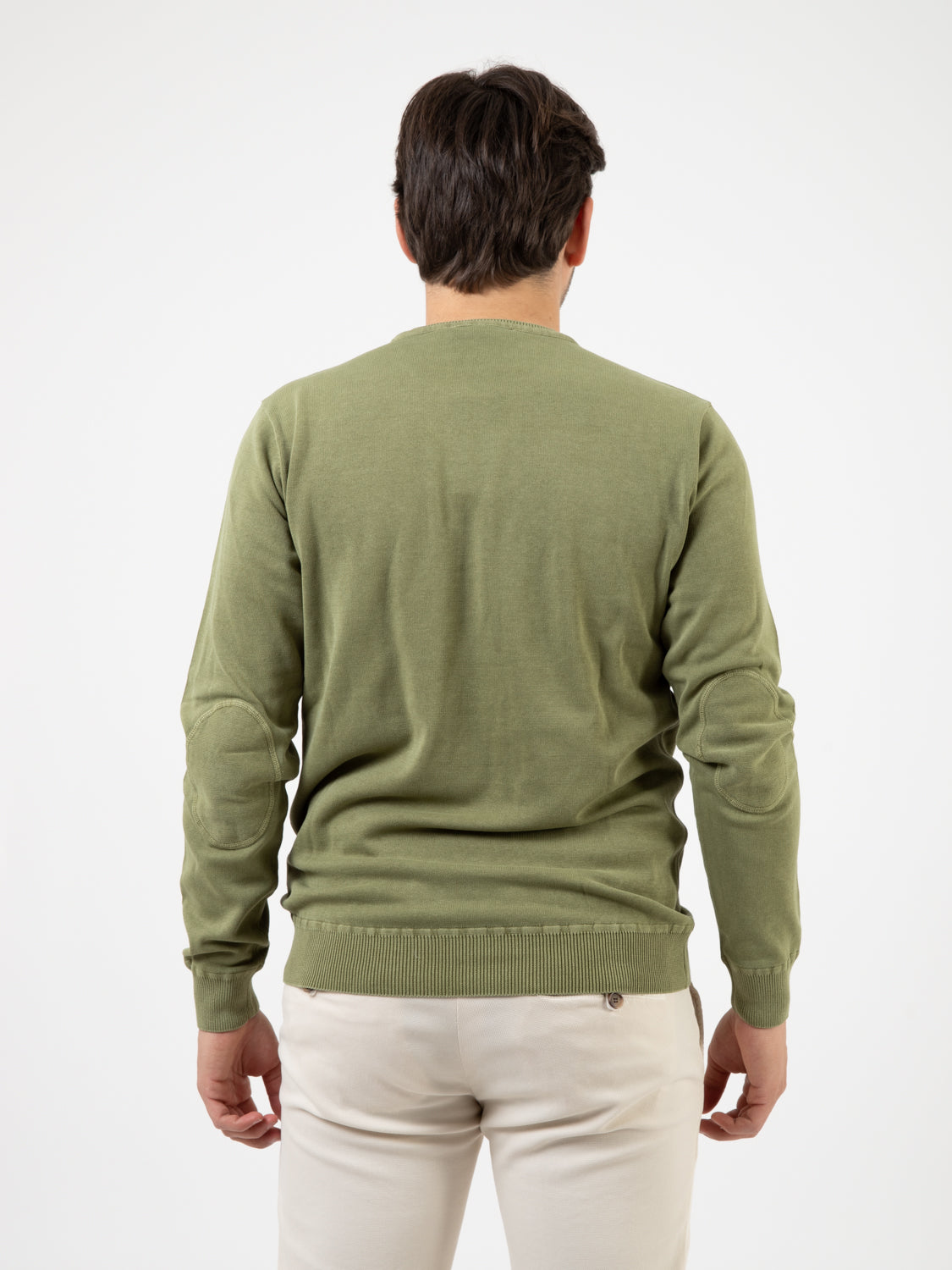 Olive cotton crewneck sweater