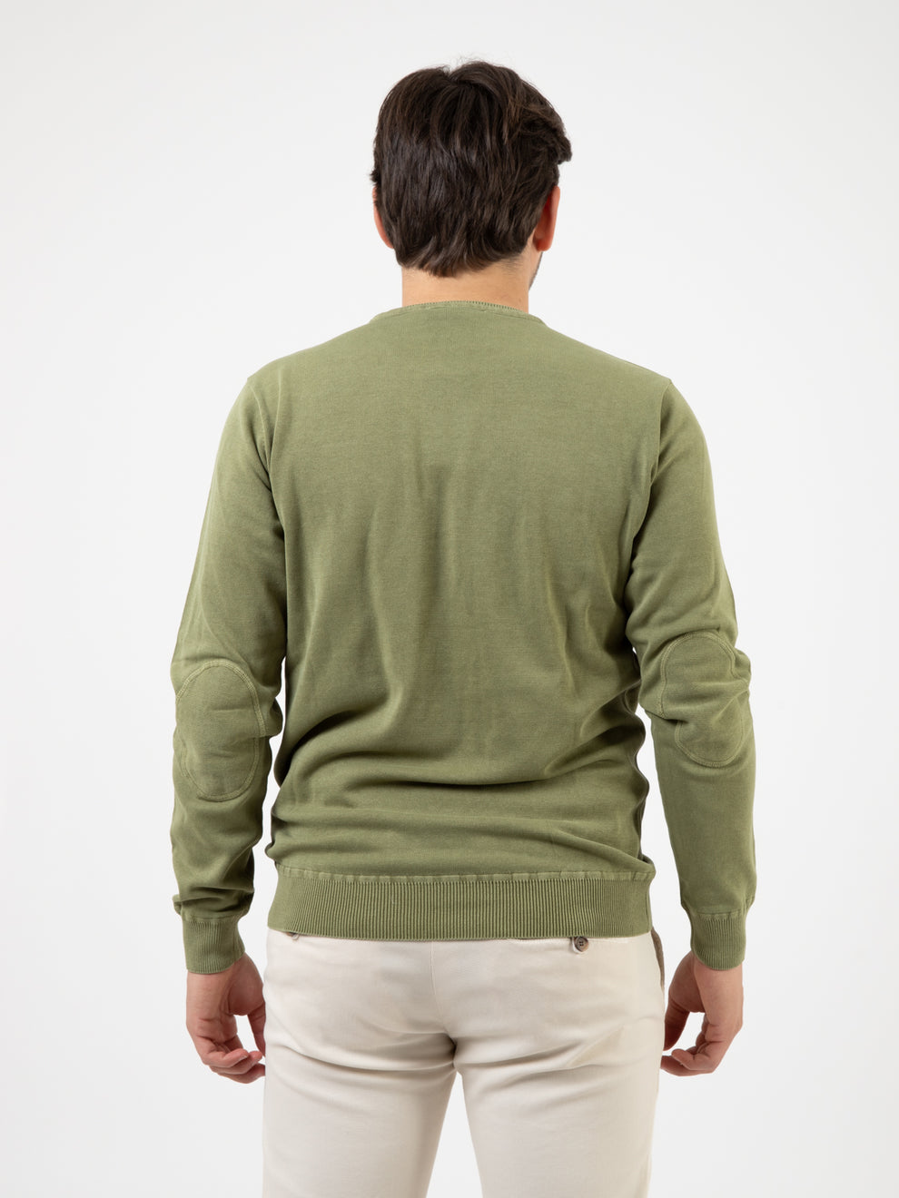Olive cotton crewneck sweater