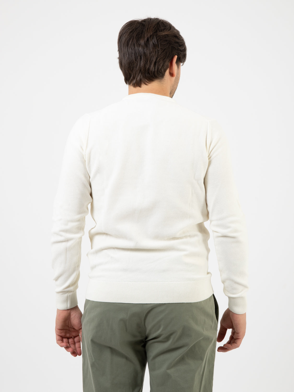 Ecru knitted cotton sweater