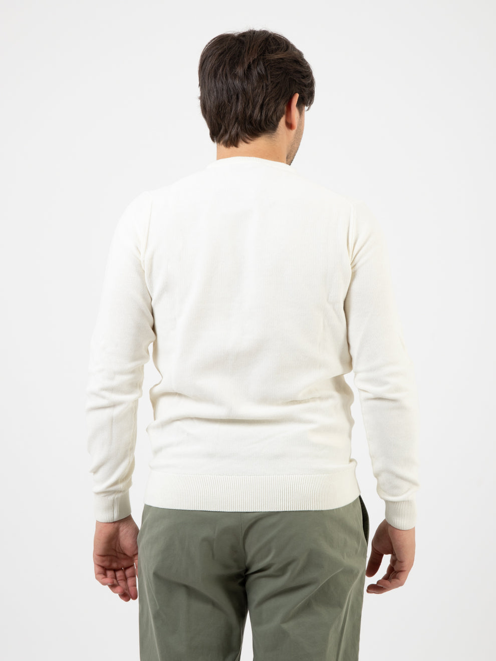 Ecru knitted cotton sweater