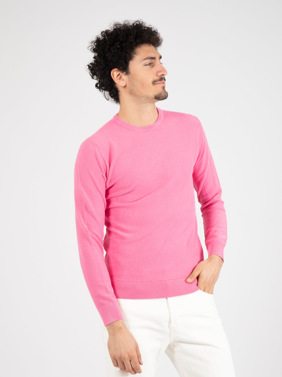 Pink knitted cotton sweater