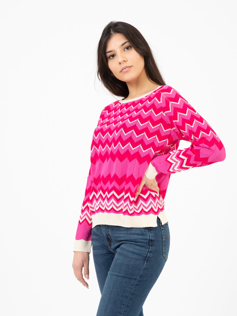 STIMM - Maglia fantasia jacquard fuxia