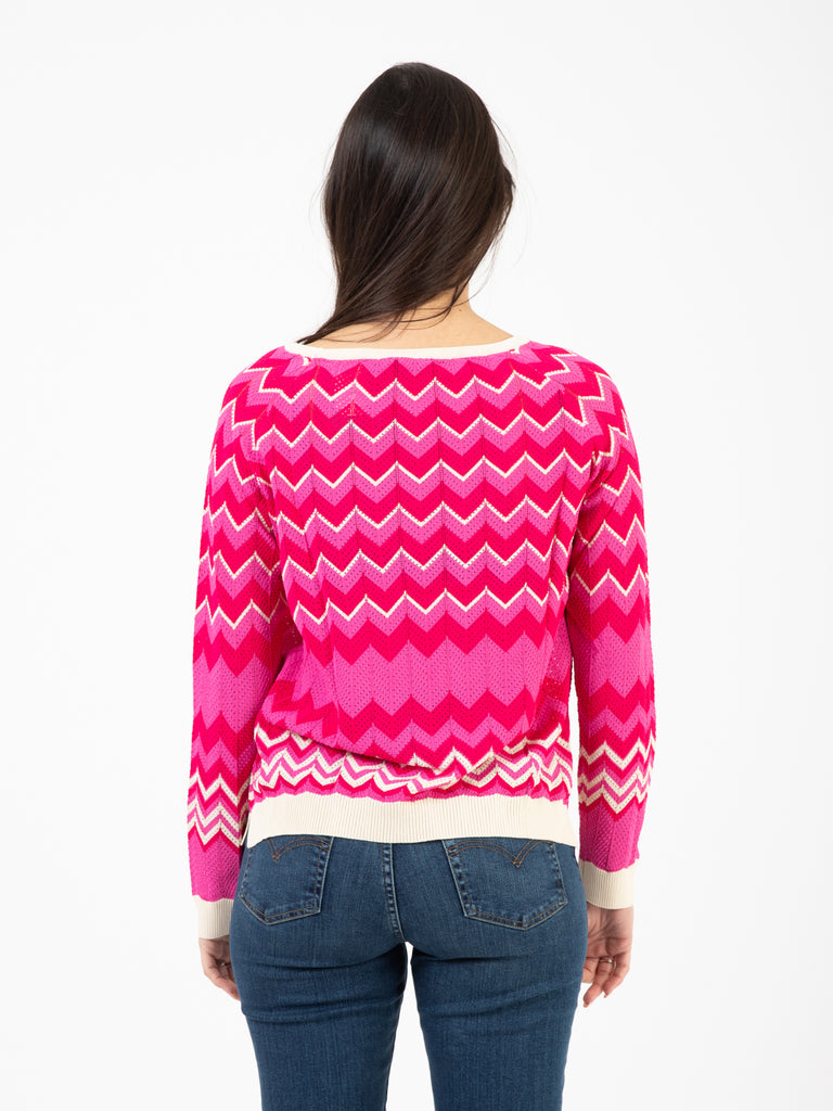 STIMM - Maglia fantasia jacquard fuxia