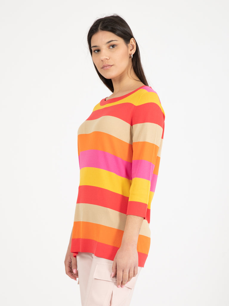 STIMM - Maglioncino maniche 3/4 fuxia / arancio