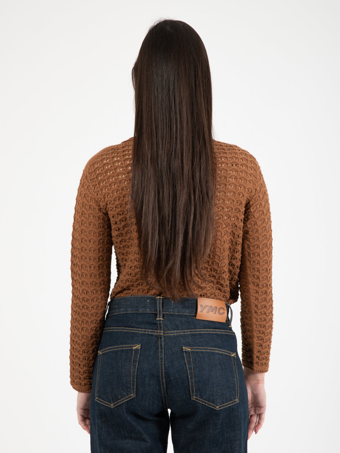 Tobacco openwork sweater