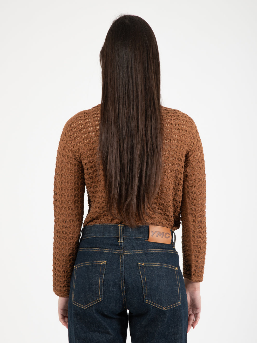 Tobacco openwork sweater