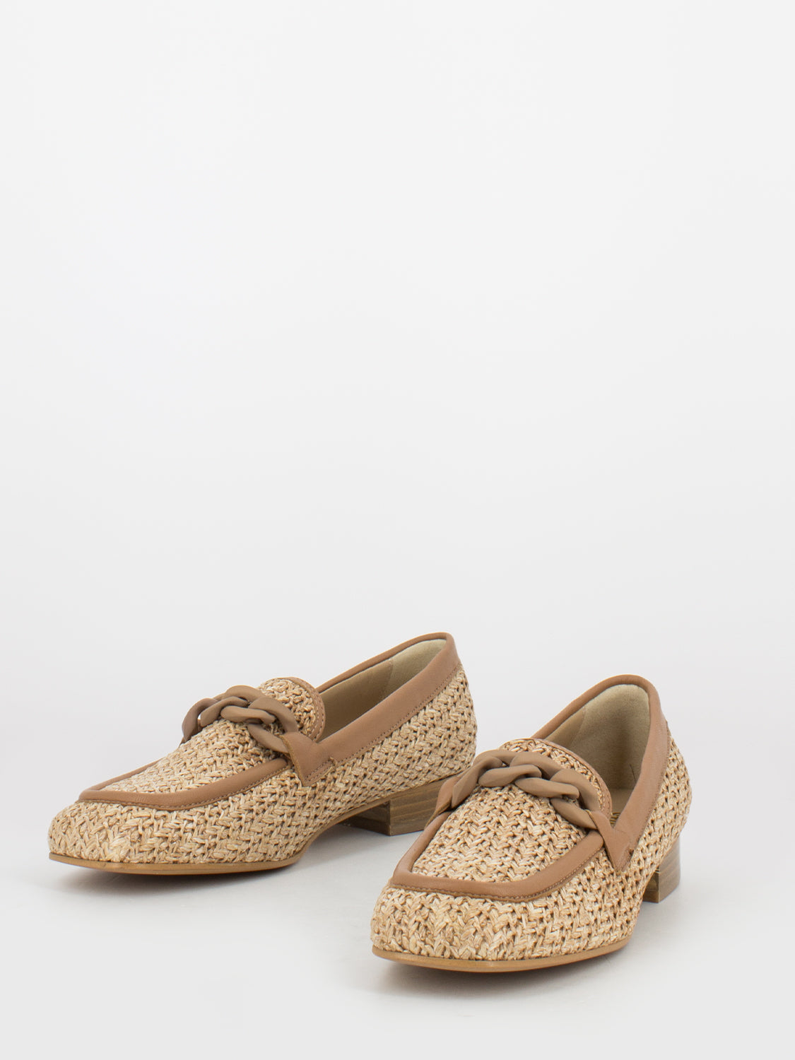 Mocassini Camilla in raffia intrecciata natural tan