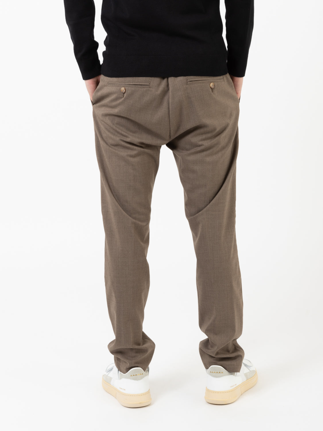 Pantalone nocciola in lana fiammato