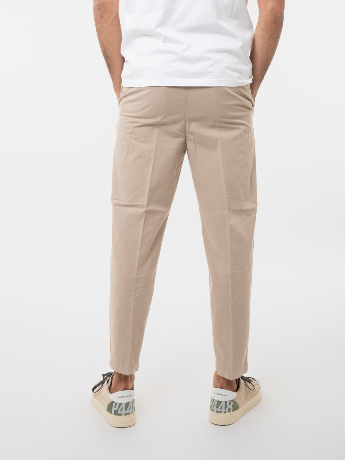 Sand pleated trousers