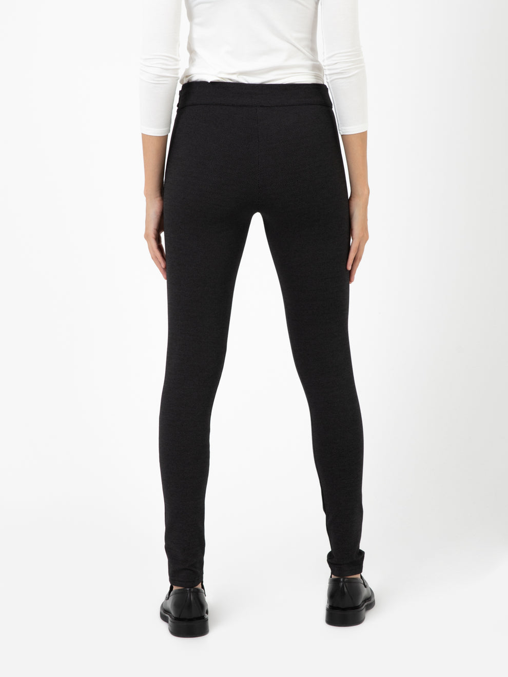 Black polka dot stretch pants