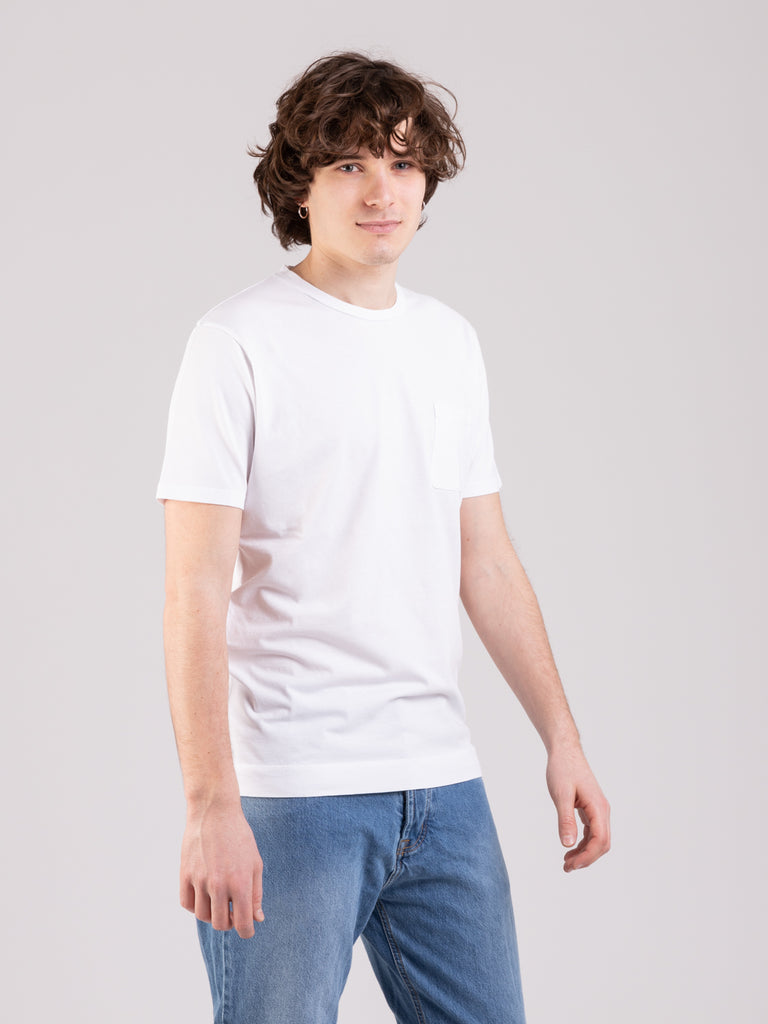 STIMM - T-shirt girocollo bianca con taschino