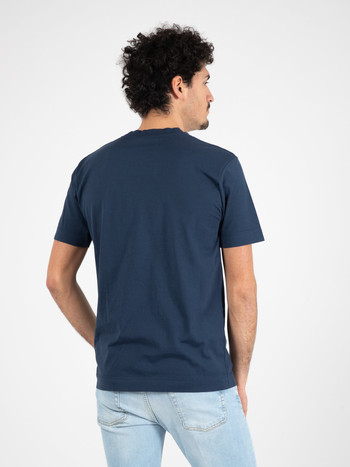 T-shirt in cotone girocollo blu