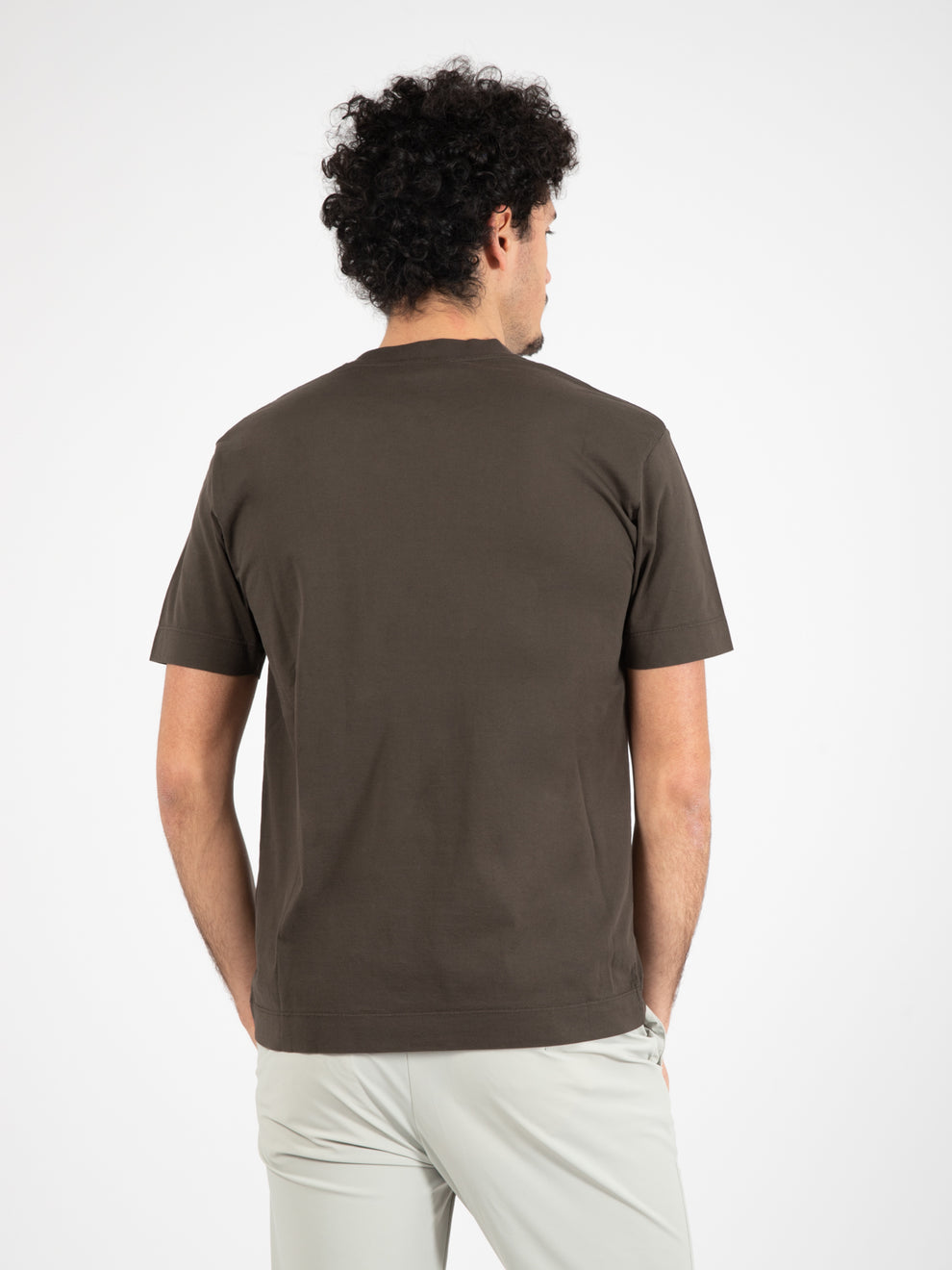 Dark brown crew neck cotton T-shirt