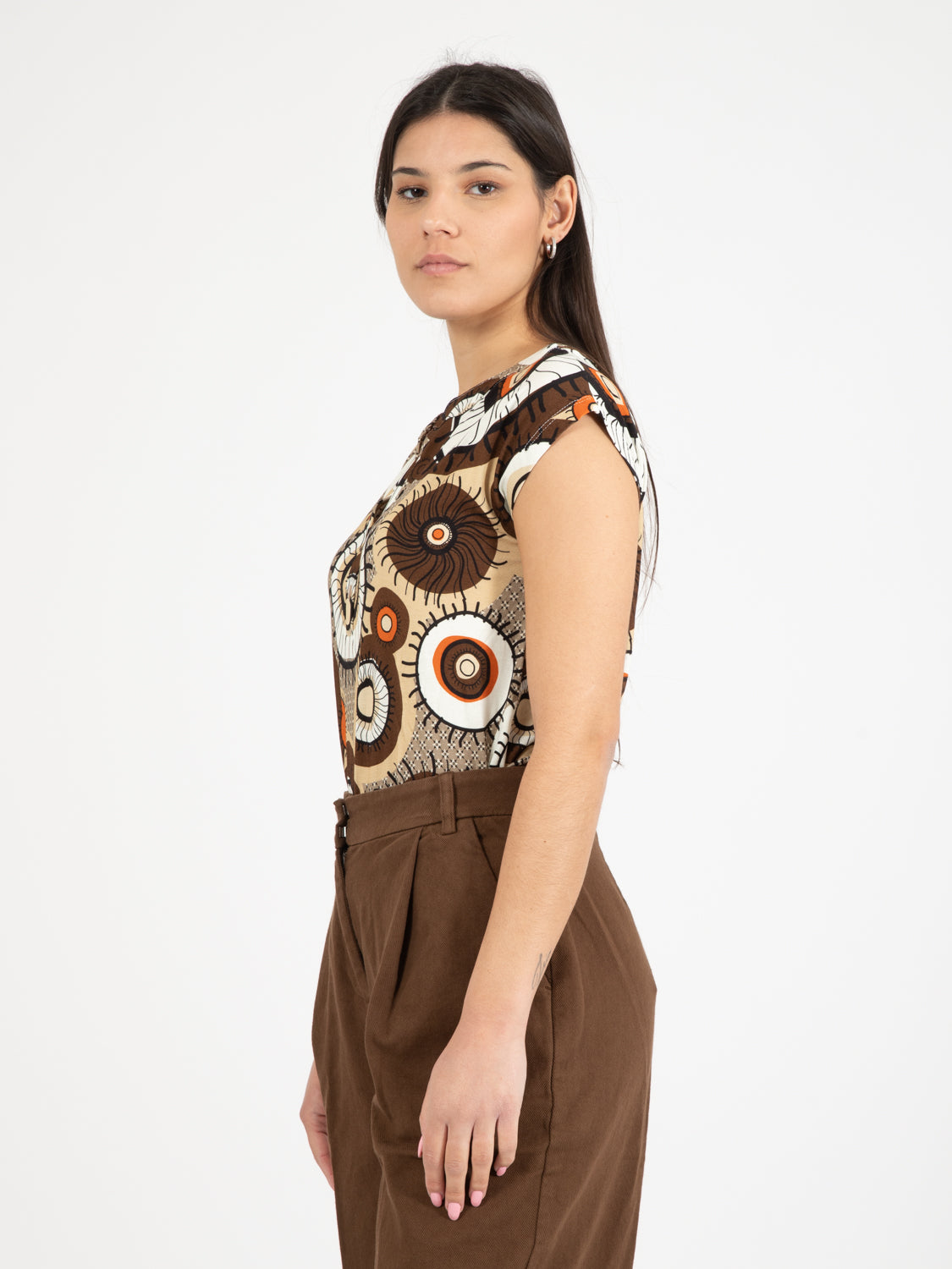 Tobacco patterned viscose T-shirt