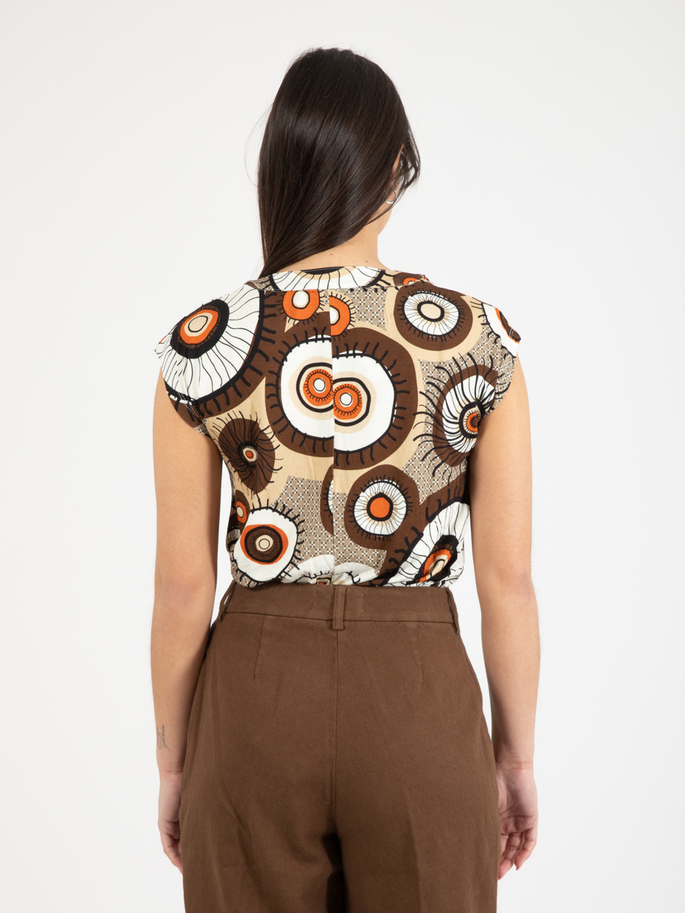 Tobacco patterned viscose T-shirt