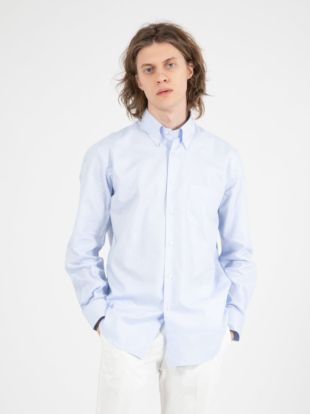 Light blue button-down shirt