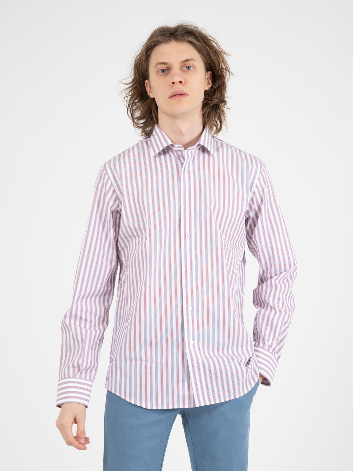 Camicia No Iron bianco / rosso