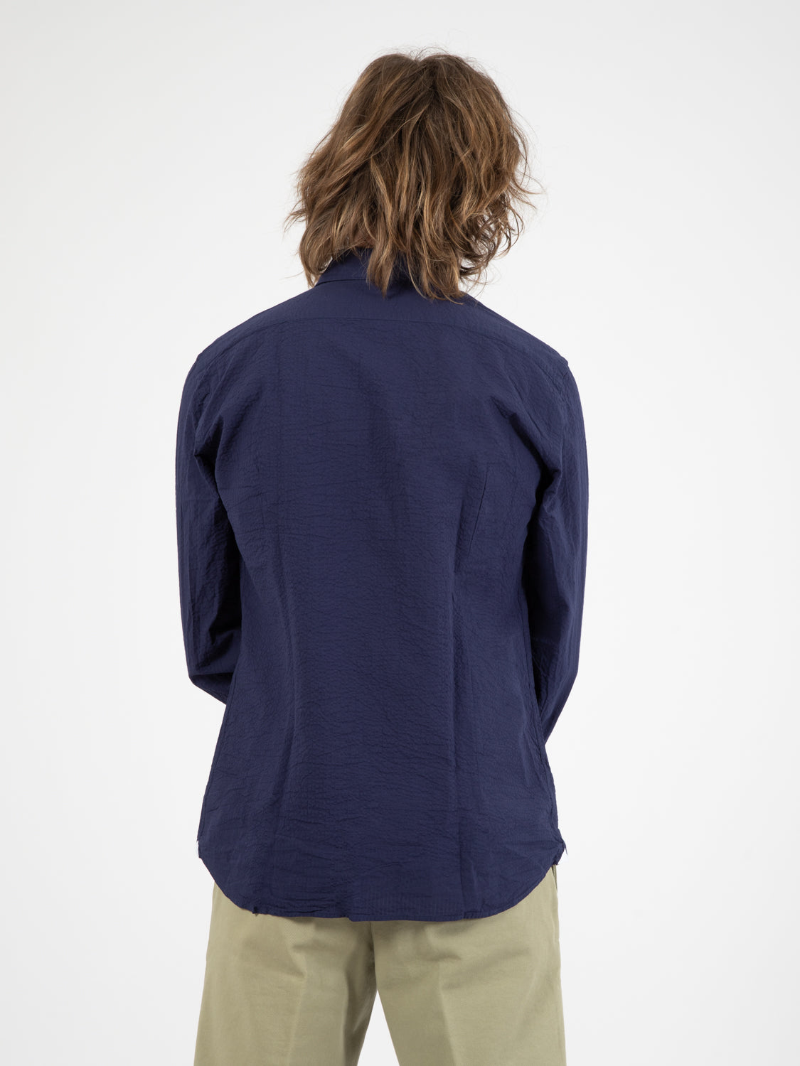 Camicia Seersucker blu
