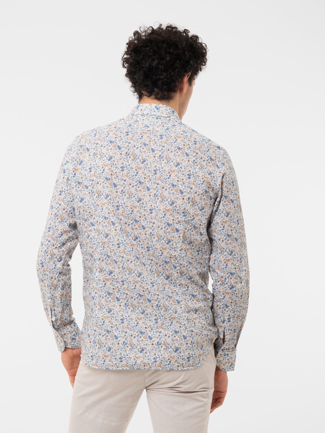 White/Beige Floral Patterned Shirt